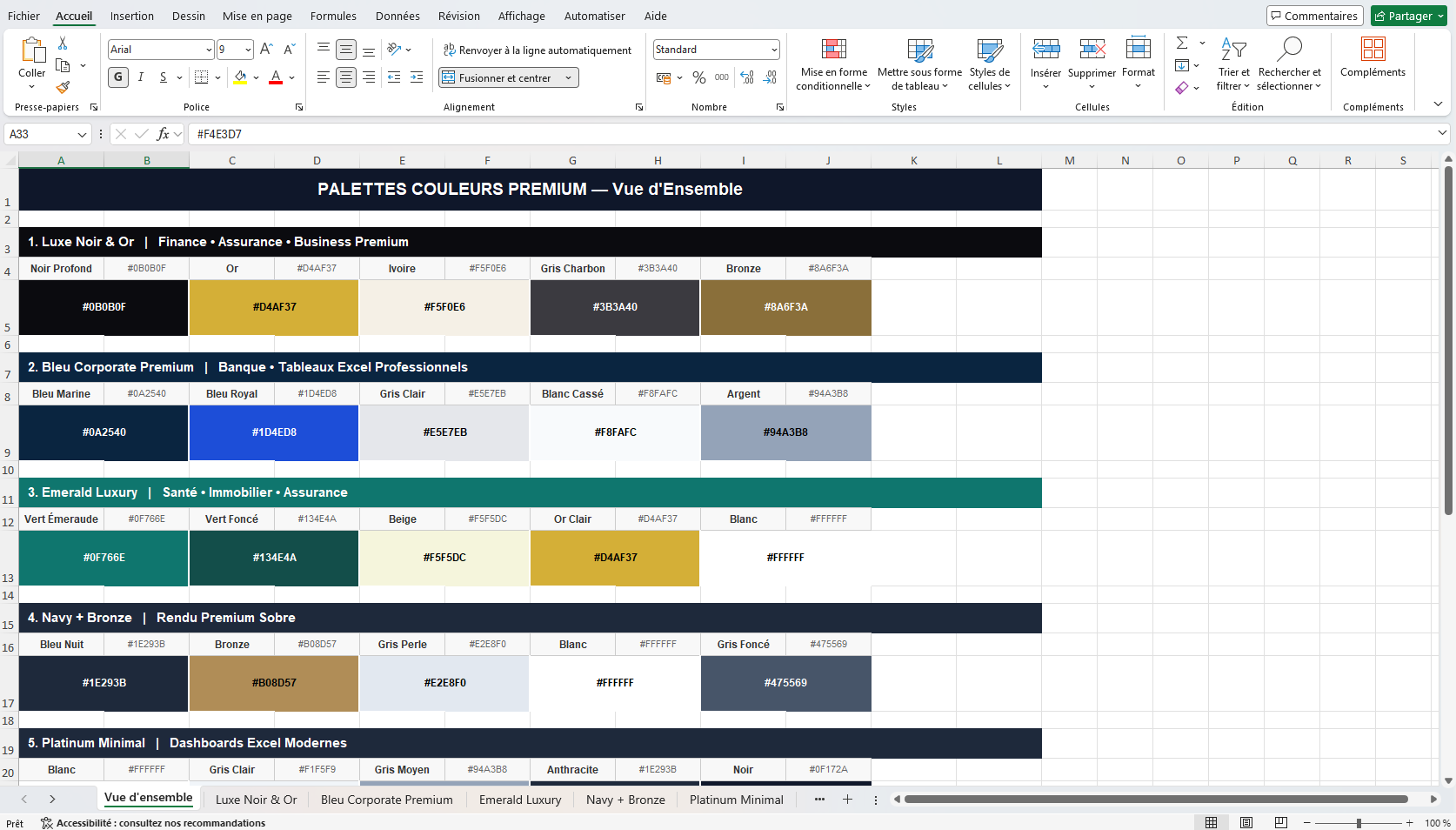 PALETTES COULEURS PREMIUM -Vue d'Ensemble