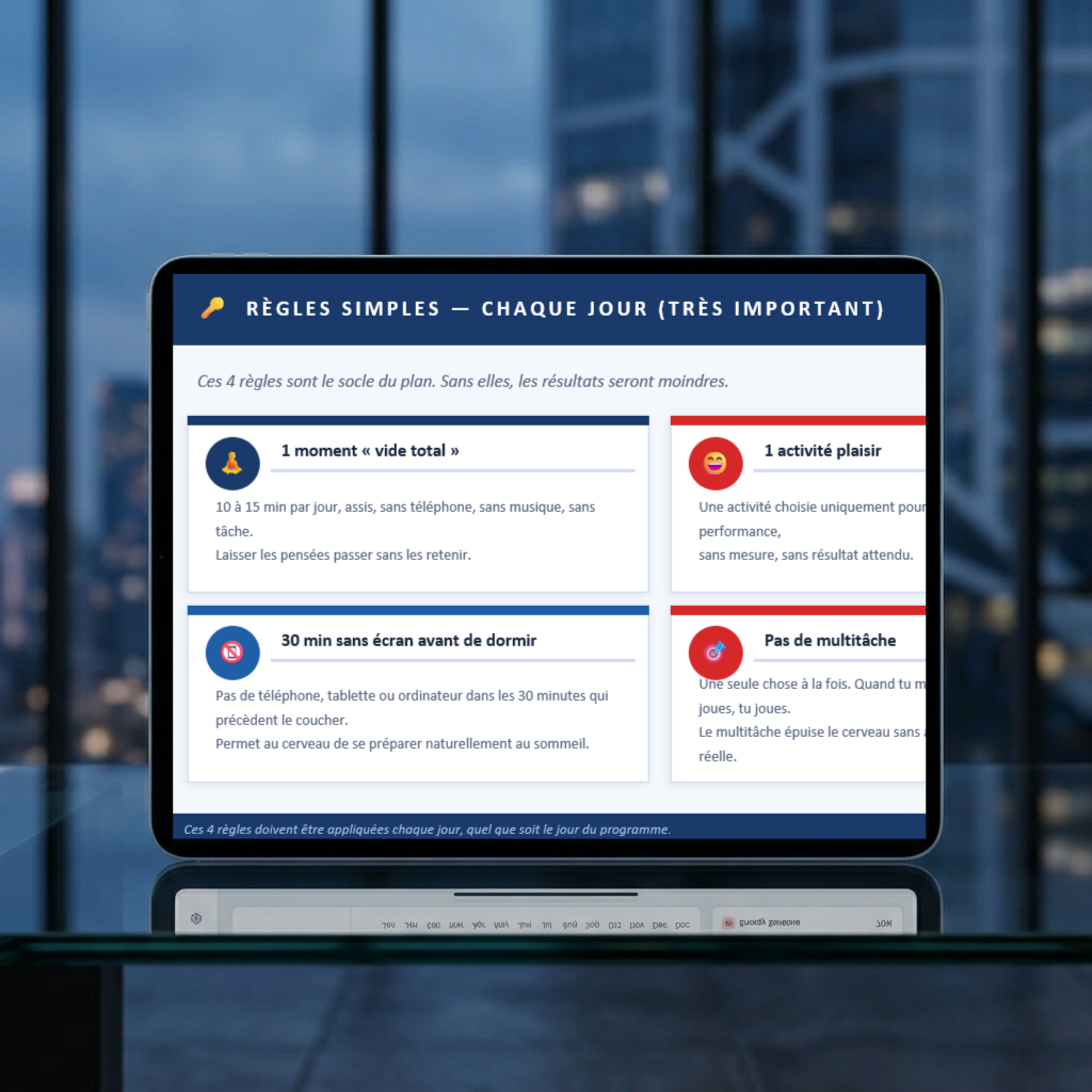 Plan Reconnexion Mentale 7 Jours – Retrouvez Sérénité & Équilibre (PDF + PowerPoint)